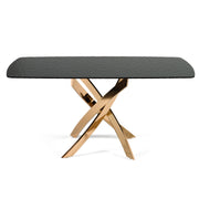 Pyrite - Modern Brown Glass + Rosegold Rectangular Dining Table