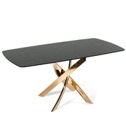 Pyrite - Modern Brown Glass + Rosegold Rectangular Dining Table — view 2