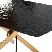 Pyrite - Modern Brown Glass + Rosegold Rectangular Dining Table — view 3