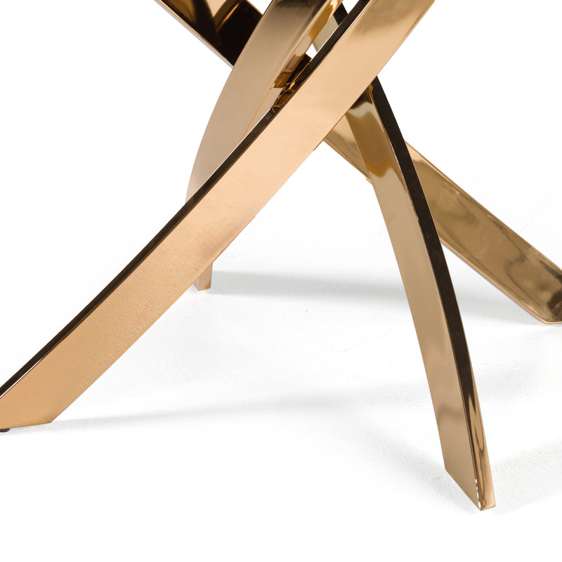 Pyrite - Modern Brown Glass + Rosegold Rectangular Dining Table — view 4