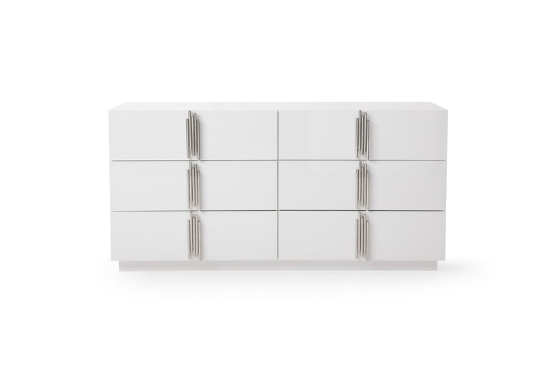Token - Modern White + Stainless Steel 4-Piece Bedroom Set — view 3