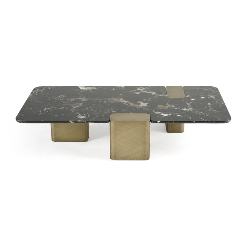 Quest - Modern Black Rose Marble + Antique Brass Coffee Table — view 2