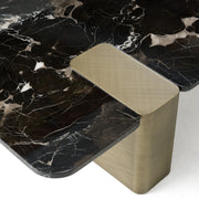 Quest - Modern Black Rose Marble + Antique Brass Coffee Table — view 3