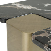 Quest - Modern Black Rose Marble + Antique Brass End Table — view 3