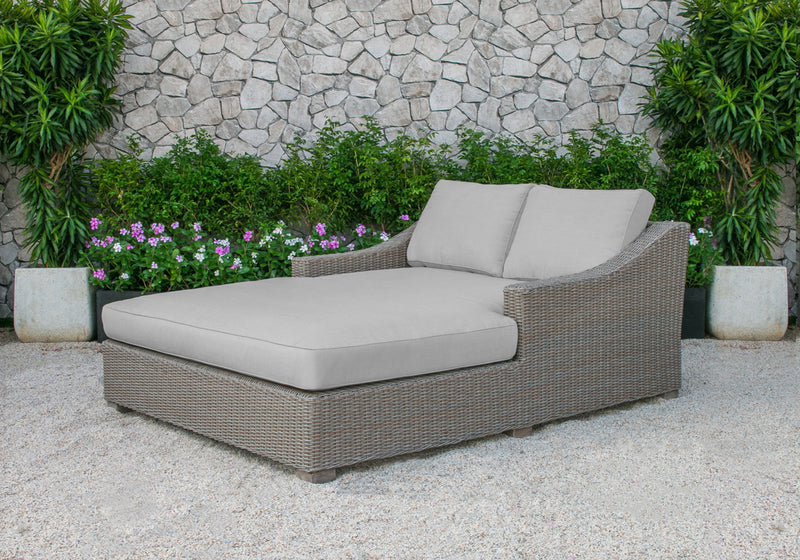 Pismo Outdoor Beige Wicker Sunbed — view 2