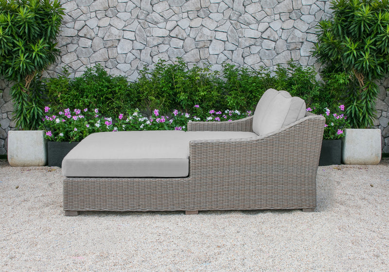 Pismo Outdoor Beige Wicker Sunbed — view 4
