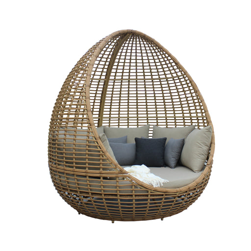 Cocoon - Outdoor Beige + Wicker Lounge Bed — view 2