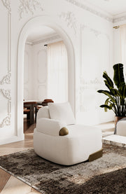 Rainier - Contemporary Off-White Fabric + Antique Brass Accent Chair — view 2