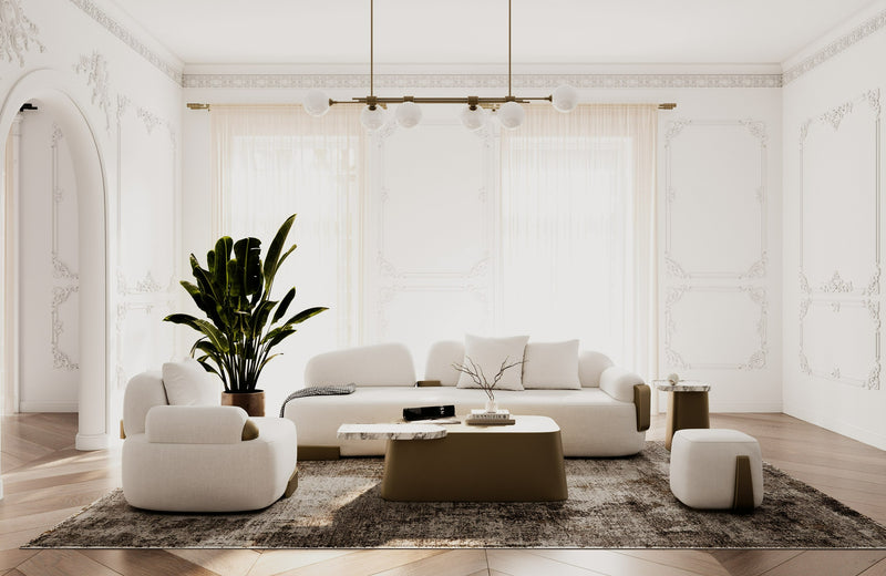 Yano - Modern White Marble + Antique Brass Coffee Table