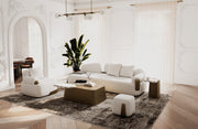 Yano - Modern White Marble + Antique Brass Coffee Table — view 2