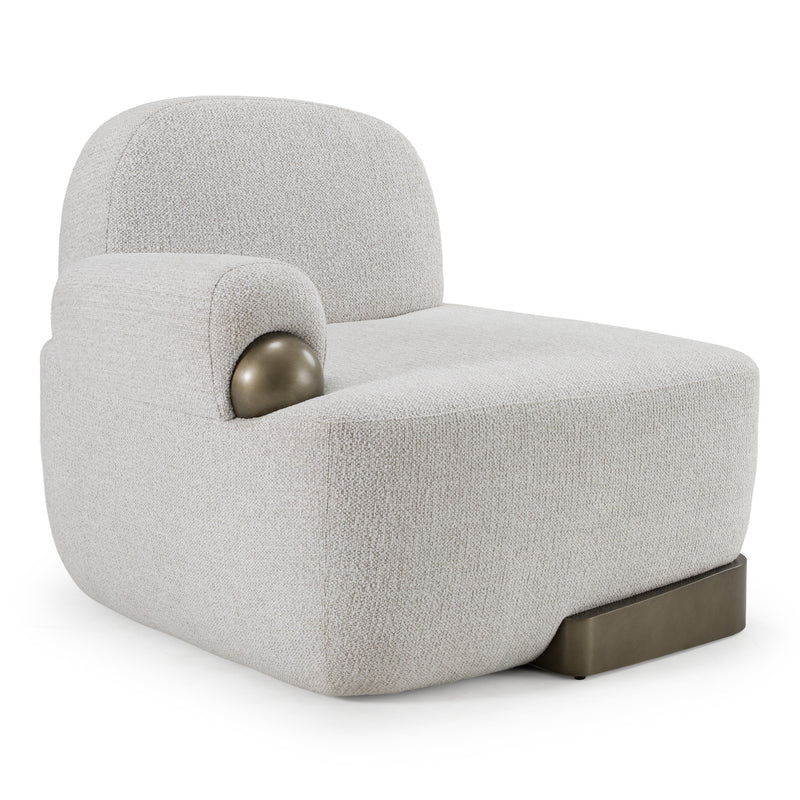 Rainier - Contemporary Off-White Fabric + Antique Brass Accent Chair — view 5