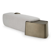 Rainier - Contemporary Off-White Fabric + Antique Brass Bench w/ Tray Table — view 3