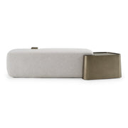 Rainier - Contemporary Off-White Fabric + Antique Brass Bench w/ Tray Table — view 4