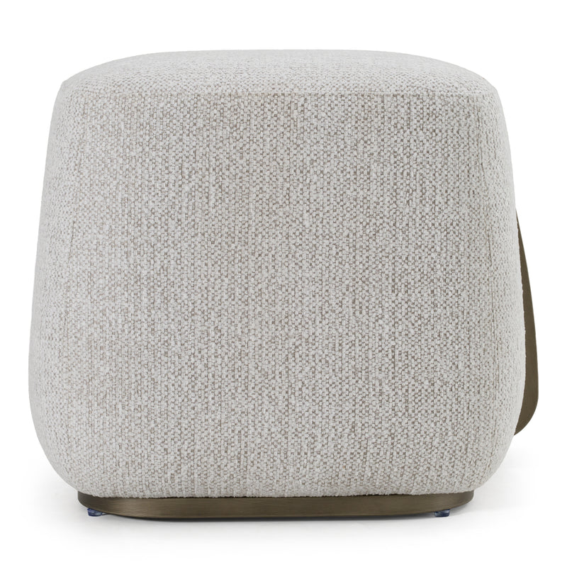 Rainier - Contemporary Off-White Fabric + Antique Brass Ottoman — view 4