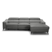 Rampart - Modern L-Shape RAF Grey Leather Sectional Sofa with 1 Recliner — view 2
