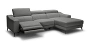 Rampart - Modern L-Shape RAF Grey Leather Sectional Sofa with 1 Recliner