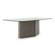 Raphael - Modern Glass + Silver Dining Table — view 2