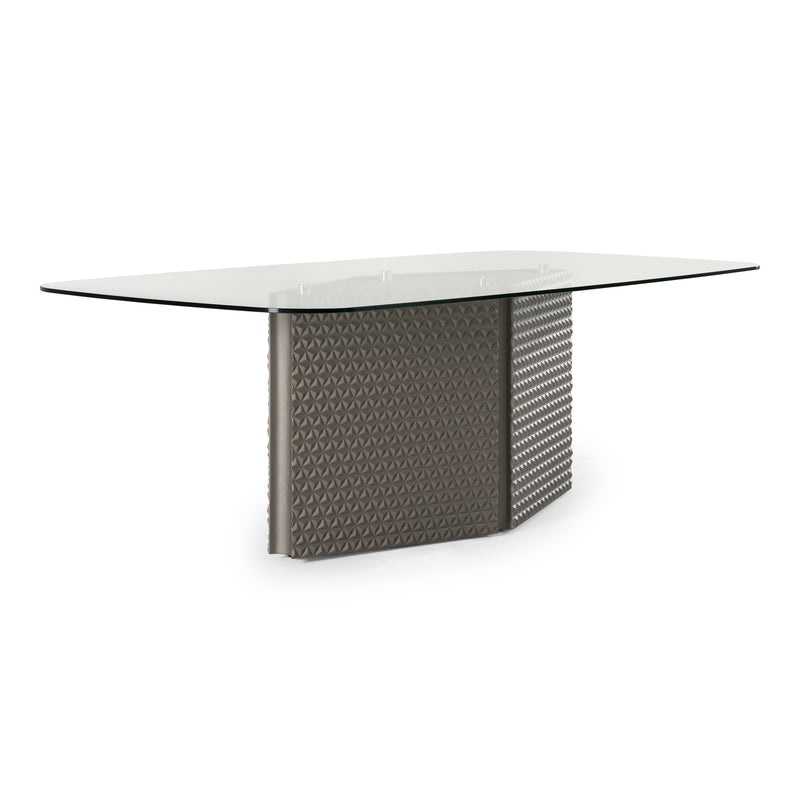 Raphael - Modern Glass + Silver Dining Table — view 2