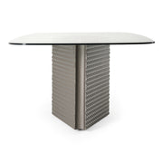 Raphael - Modern Glass + Silver Dining Table — view 3