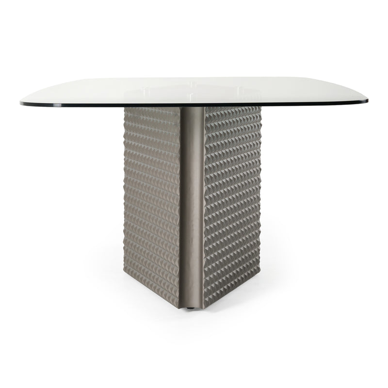 Raphael - Modern Glass + Silver Dining Table — view 3