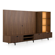 Raskin - Contemporary Walnut Entertainment Center w/ LED Lighting — view 2