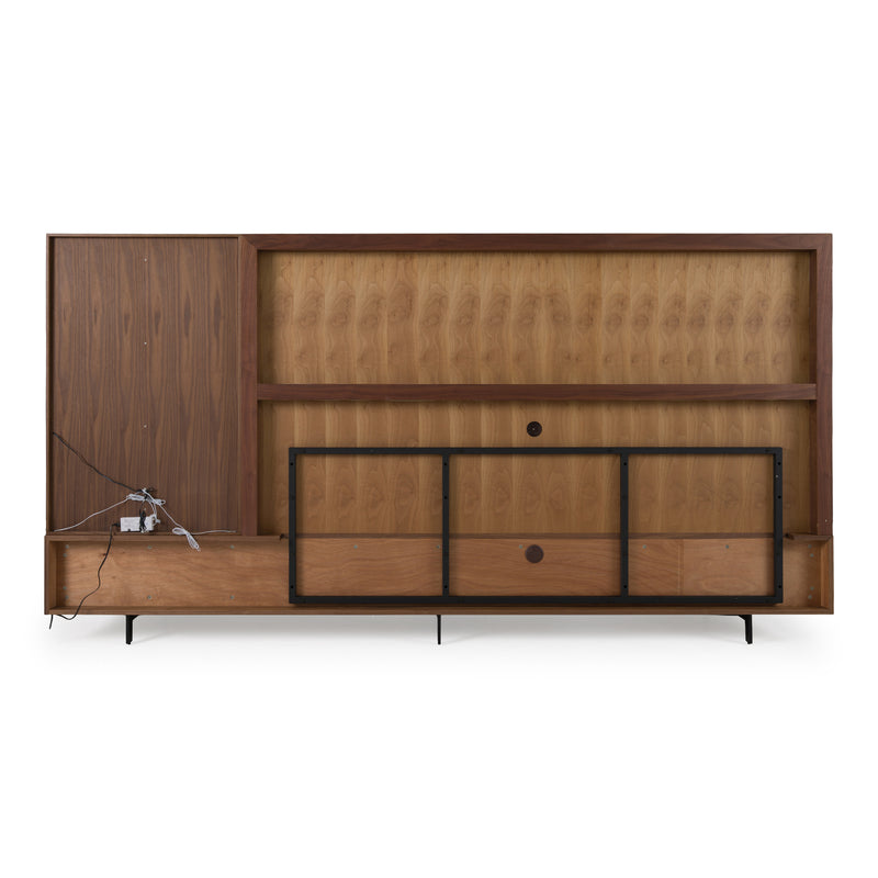 Raskin - Contemporary Walnut Entertainment Center w/ LED Lighting — view 5