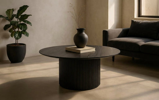 Rawlins Modern Mid Century Black Ash Round Coffee Table — view 2