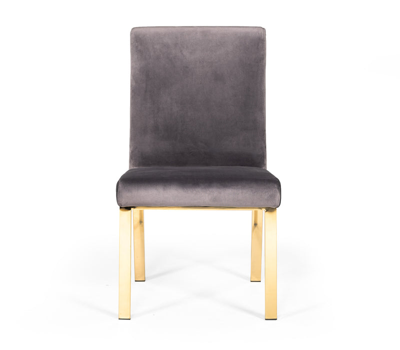 Reba Modern Grey Velvet & Gold Dining Chair (Set of 2) — view 3