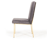 Reba Modern Grey Velvet & Gold Dining Chair (Set of 2) — view 2