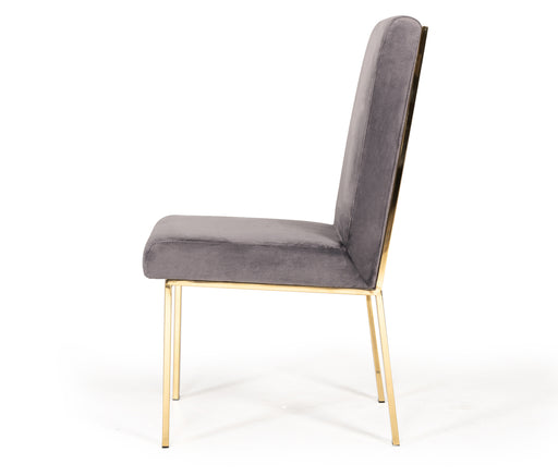 Reba Modern Grey Velvet & Gold Dining Chair (Set of 2) — view 2