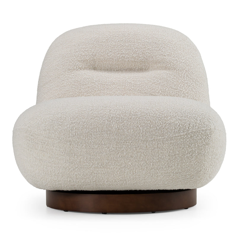 Renee - Modern Cream Fabric Swivel Chair — view 2