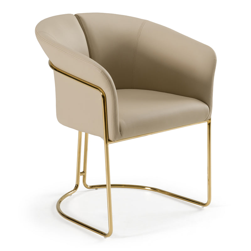 Renfew - Modern Beige Vegan Leather + Champagne Gold Dining Chair — view 4