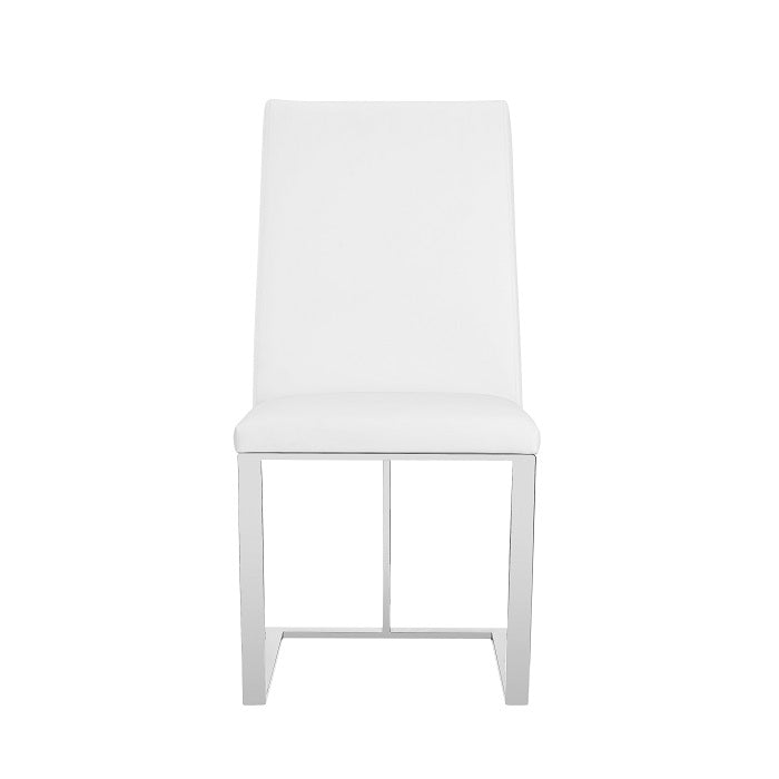 Frankie - Modern White & Brushed Stainless Steel Dining Chair — view 3