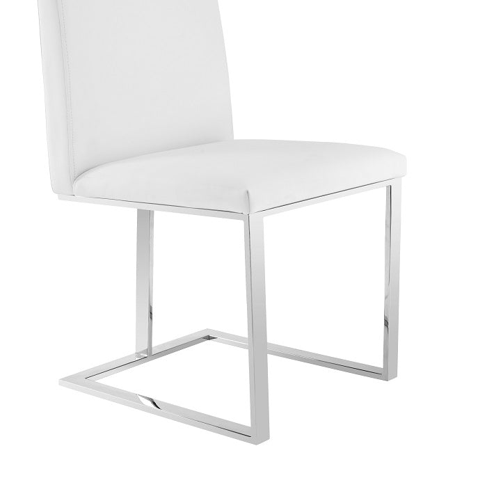 Frankie - Modern White & Brushed Stainless Steel Dining Chair — view 2