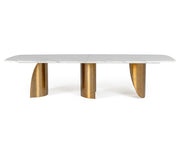 Reynold - Glam Faux Marble + Gold Stainless Steel Dining Table — view 4