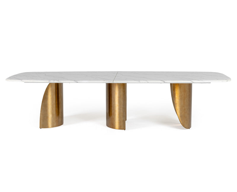 Reynold - Glam Faux Marble + Gold Stainless Steel Dining Table — view 4