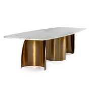 Reynold - Glam Faux Marble + Gold Stainless Steel Dining Table — view 2