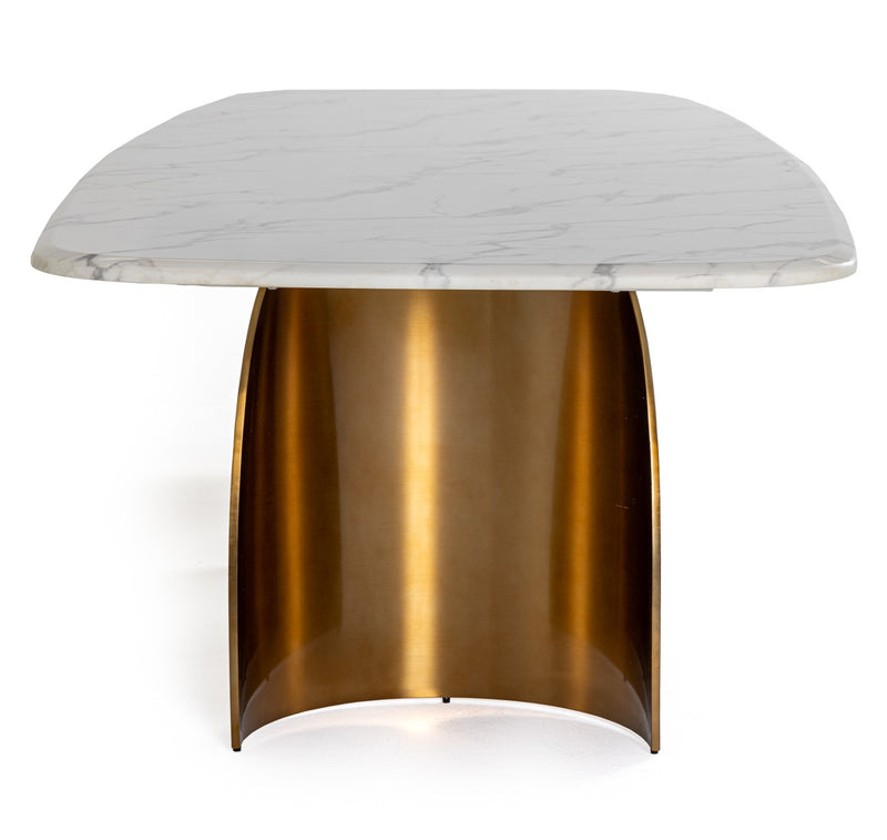Reynold - Glam Faux Marble + Gold Stainless Steel Dining Table — view 5