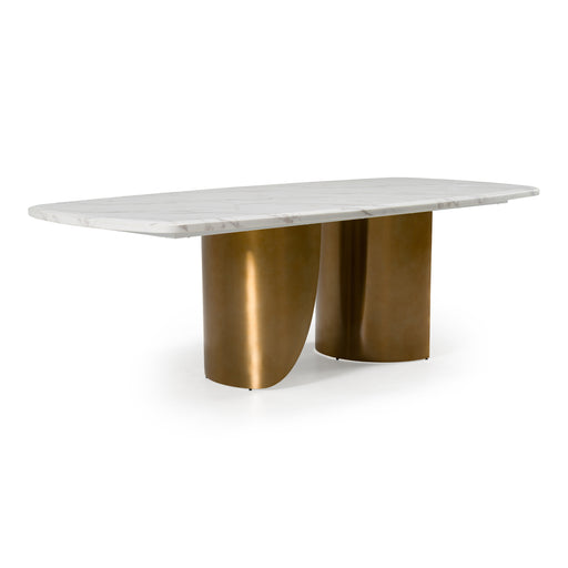 Reynold - Glam Faux Marble + Gold Stainless Steel 94-Inch Dining Table — view 2