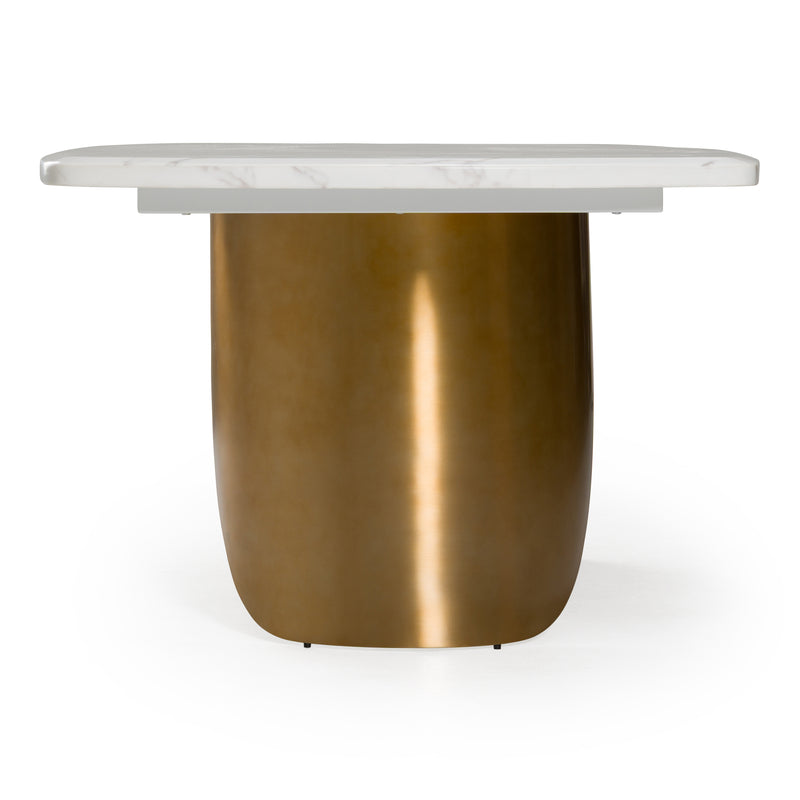 Reynold - Glam Faux Marble + Gold Stainless Steel 94-Inch Dining Table — view 3