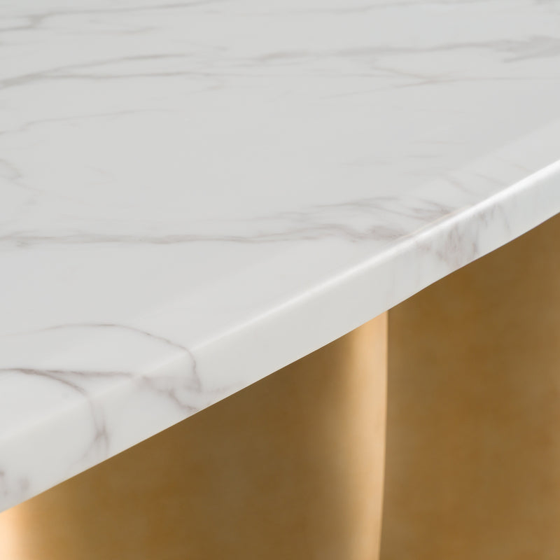 Reynold - Glam Faux Marble + Gold Stainless Steel 94-Inch Dining Table — view 4