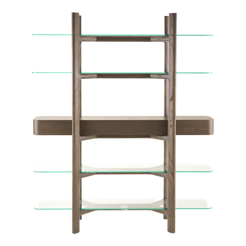 Rinaldi - Mid-Century Modern Grey Ash + Glass Bookshelf — view 5