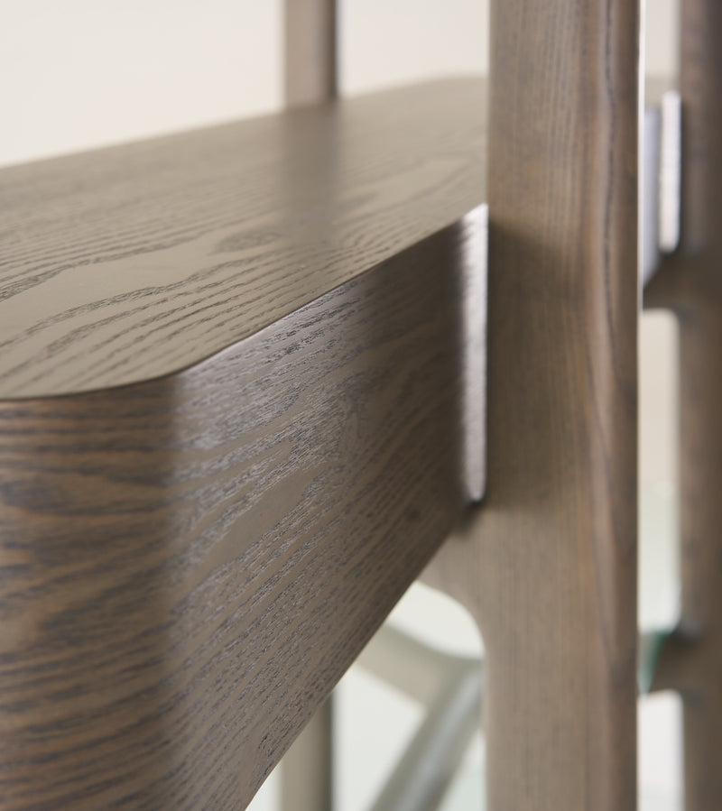Rinaldi - Mid-Century Modern Grey Ash + Glass Bookshelf — view 3