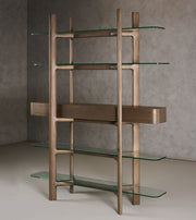 Rinaldi - Mid-Century Modern Grey Ash + Glass Bookshelf — view 4