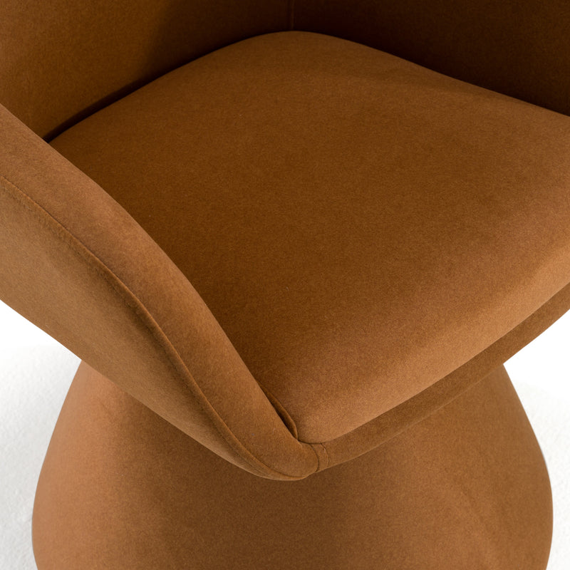 Risa Modern Rust Fabric Swivel Dining Chair — view 4