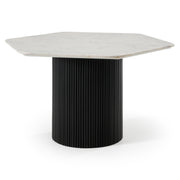 Rivas - Modern White Marble + Black Hex Dining Table