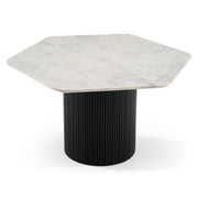 Rivas - Modern White Marble + Black Hex Dining Table — view 2
