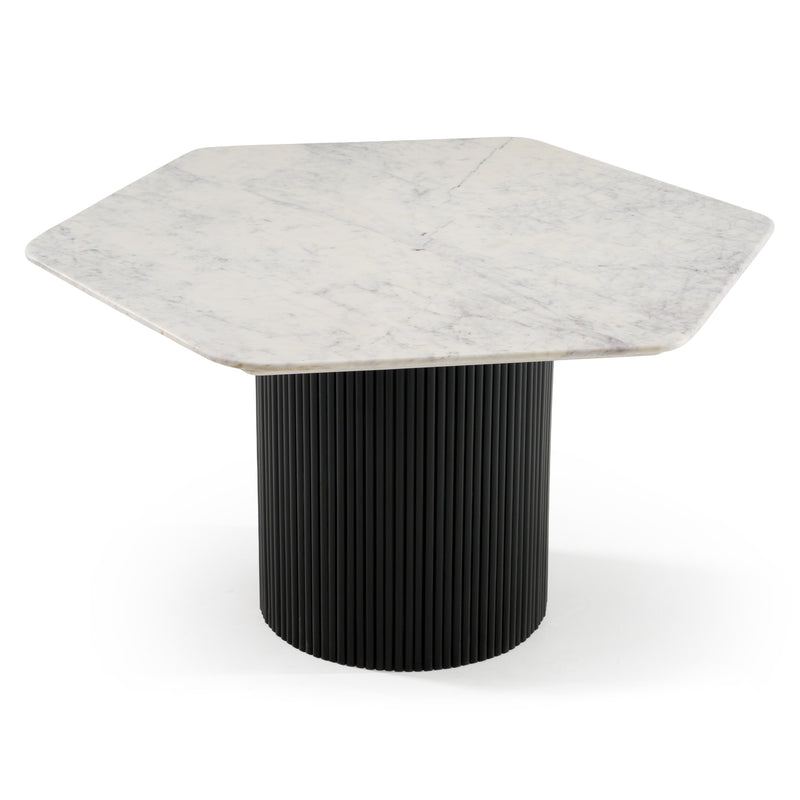Rivas - Modern White Marble + Black Hex Dining Table — view 2