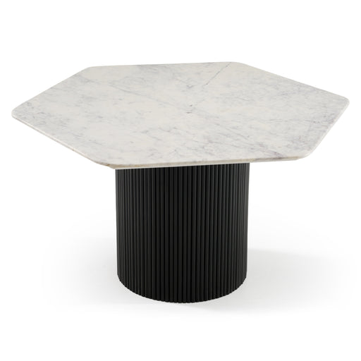 Rivas - Modern White Marble + Black Hex Dining Table — view 2