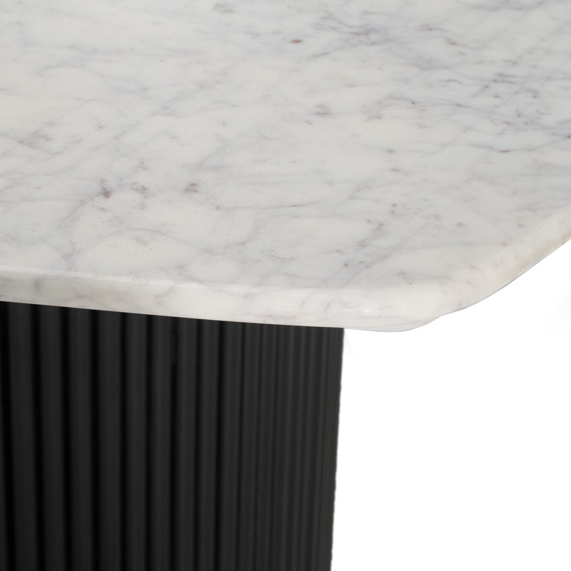 Rivas - Modern White Marble + Black Hex Dining Table — view 3